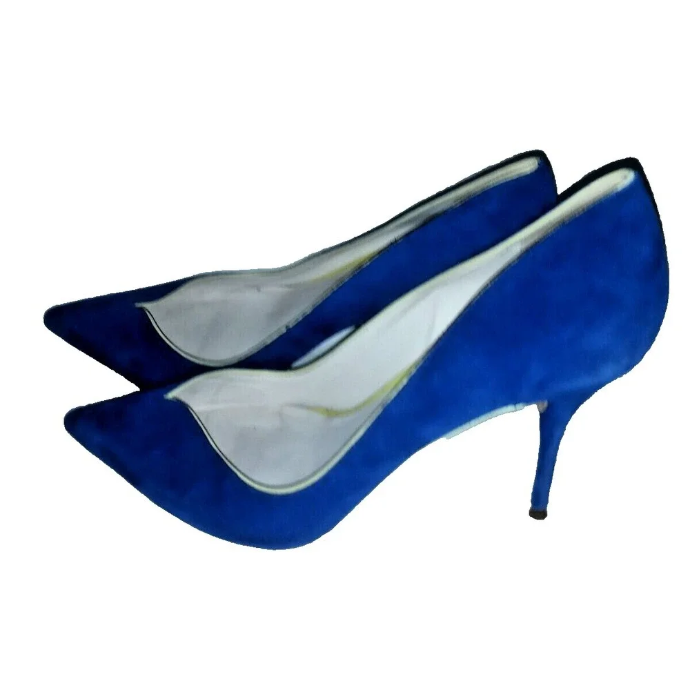 Sophia Webster Sz 40 Blue Suede Shoes 9 / 9.5 US   Made in Brazil Heels Stiletto - Picture 2 of 11